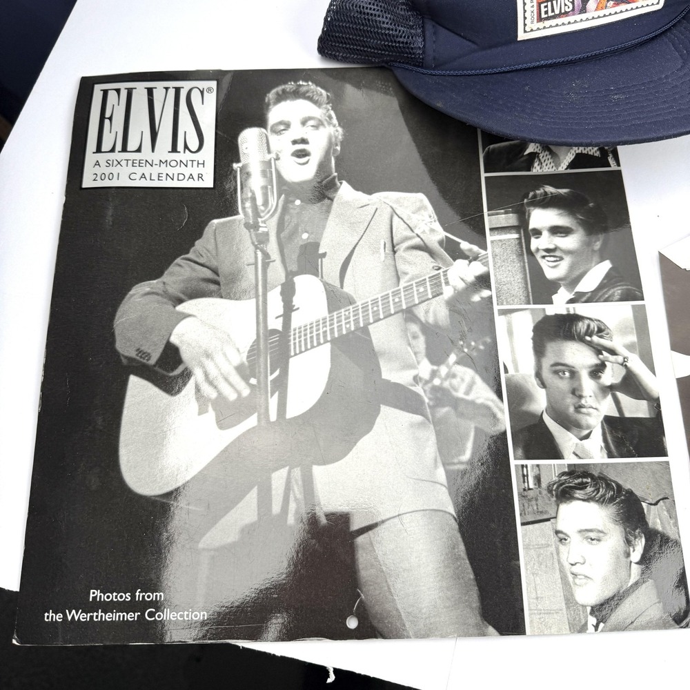 Elvis Presley Calendars Navy Hat King Of Las Vegas Plate Cassette Lot Rock Pop - Picture 5 of 13